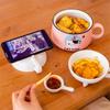 Ceramic Cute Cartoon Instant Noodle Bowl with Lid and Handle Creative Large Capacity Office Fruit Bowl Tableware