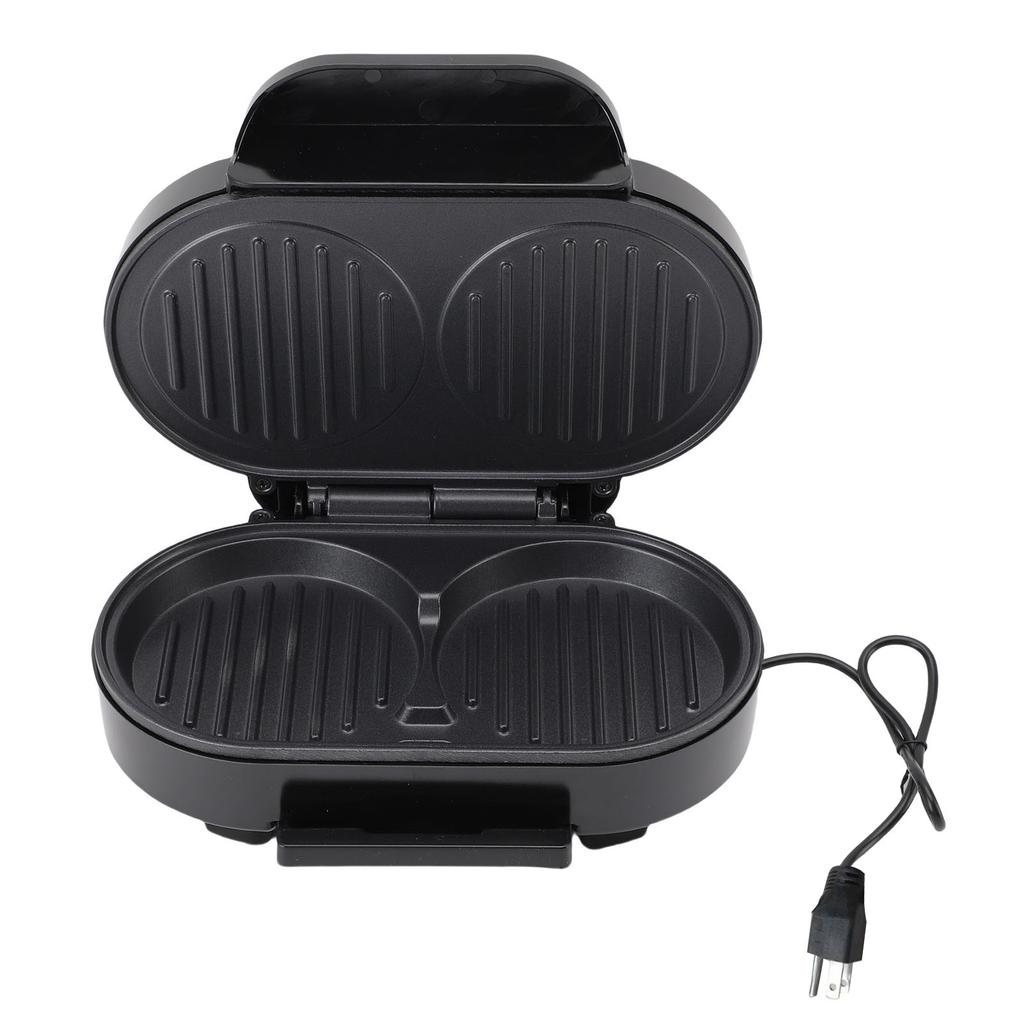 Dual Breakfast Sandwich Maker Fast Cooking Non Stick Egg Burger Machine for Home Use Silver Black