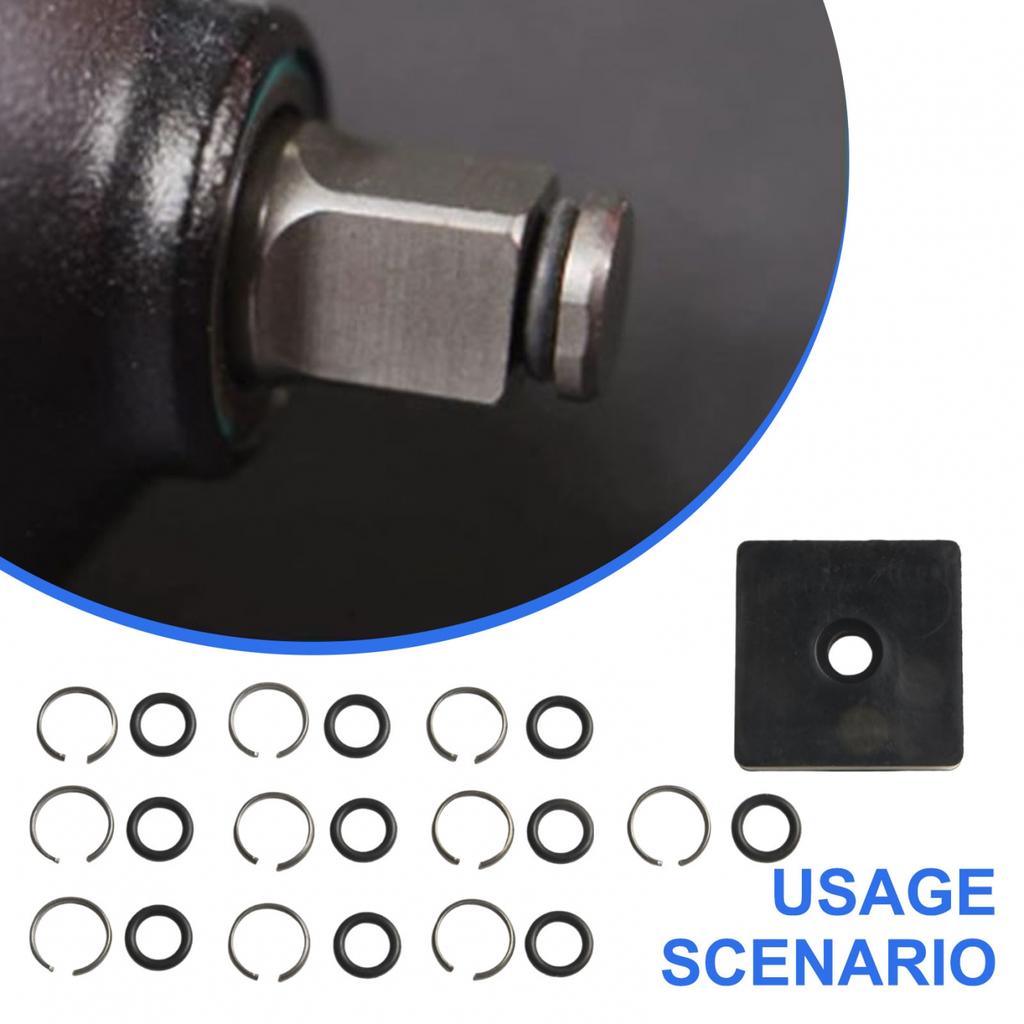 Wrench Retaining Ring Clip Set with O Rings Compatible with Pneumatic Use