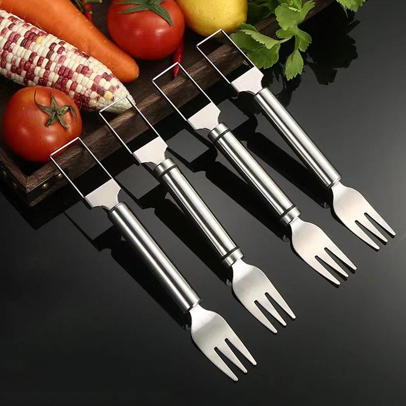 2-In-1 Stainless Steel Fruit Cutters Dual Head Watermelon Fork Cutter Slicer Tool For Home Kitchen Gadget Melon Cube Cutter