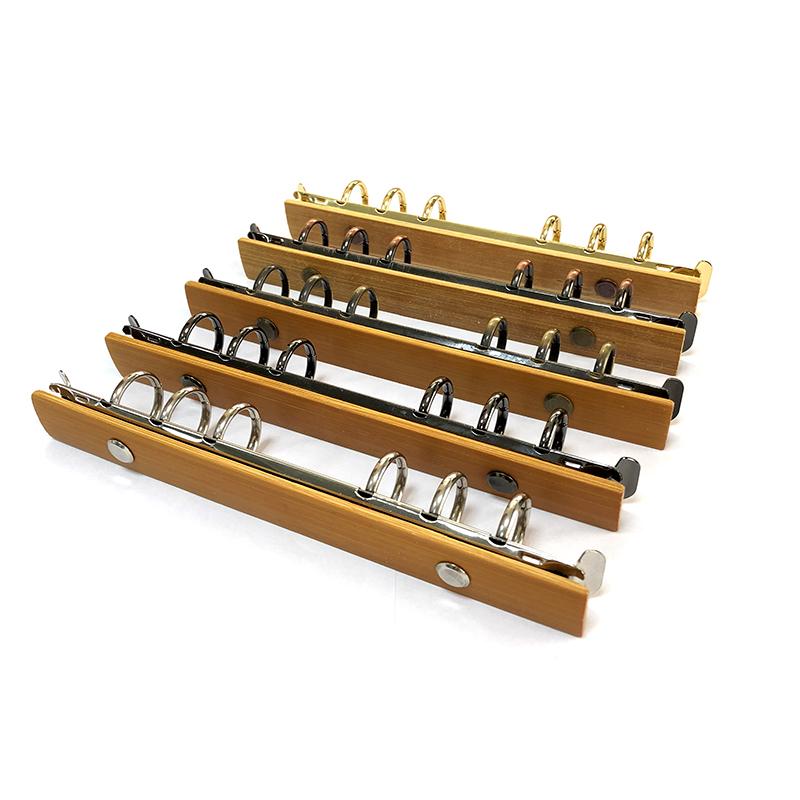 A6 Odnímatelná spona Volnolepý pořadačový pás s bambusovým zadním panelem 6 děr Kovové kroužkové pořadačové klipy pro datovou knihu album zápisník