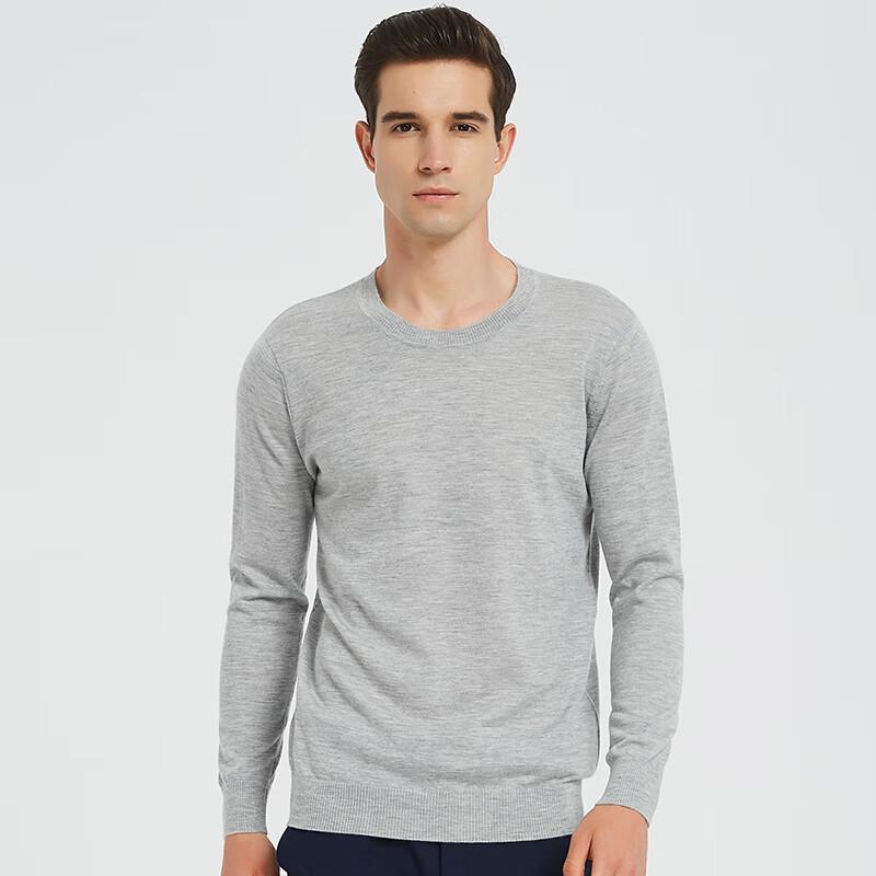 Hengyuanxiang Men's Fine Spun Pure Cashmere Crew Neck Sweater
