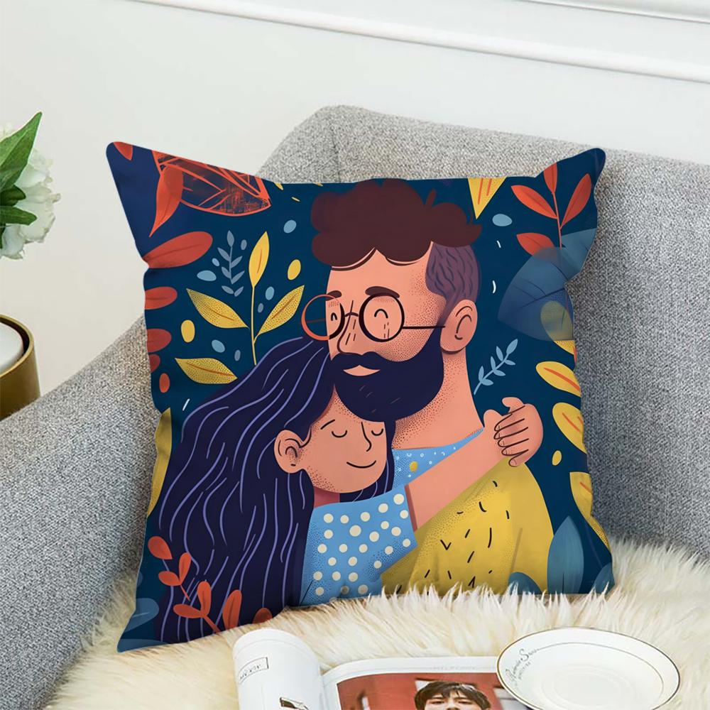 Love Mother Kids Flower Art Pillow Case For Car Sofa Decorative Home Double-sided Print Plush Square Throw Pillow Cushion Cover