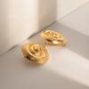 Stainless Steel Hammered Spiral Stud Earrings for Women Lady Classic Simplicity Gold Silver Color Earrings Banquet Jewelry Gifts