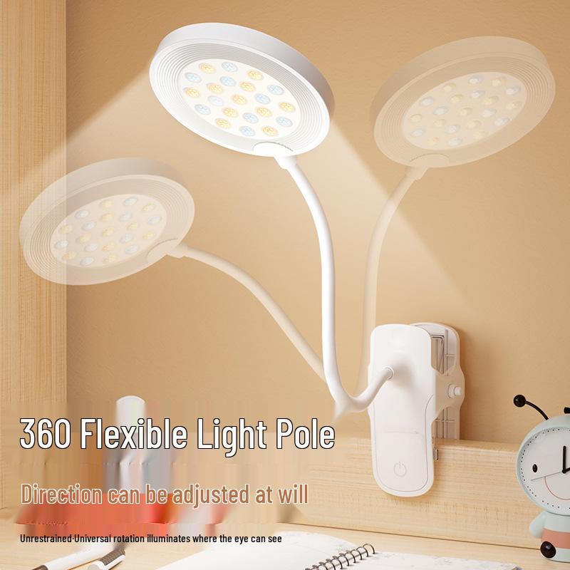 Clip-On LED Desk Lamp with Eye Protection, Night Light & Three Color Modes – Ideal for Dorms, Bedside, and Students