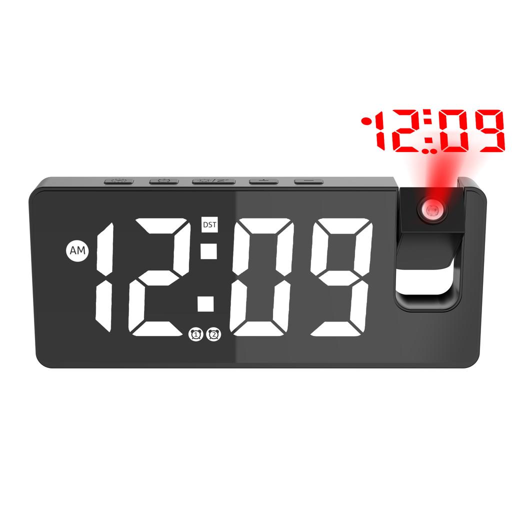 Multifunctional projection alarm clock USB charging large screen digital display LED mirror clock electronic digital clock