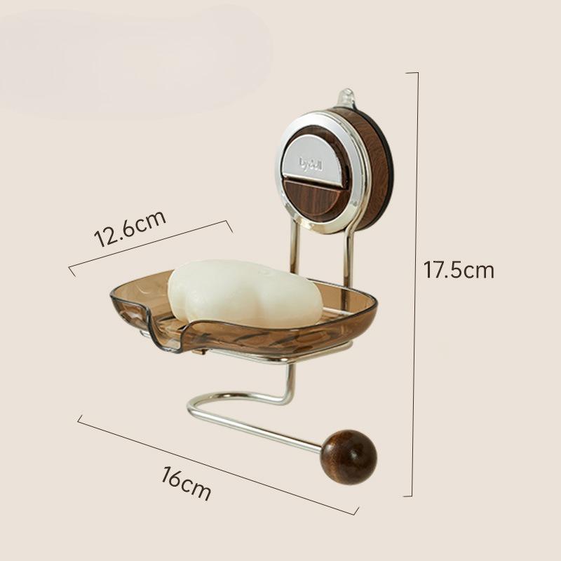 

Suction Cup Soap Rack, No Need for Drilling, Wall-mounted Bathroom, Toilet Soap Draining Storage Rack, Hand Washing and Laundry Soap Storage Rack Single-layer[walnut wood]