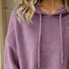 Hooded Tops Women Sweater Adjustable Drawstring Long Sleeve Knitting Casual Loose Fit Solid Color Pullover Knitwear Daily Wear Breathable