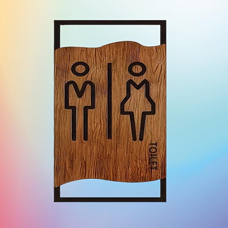 

2Pcs Flat Men s and Women s Bathroom Acrylic Logo Set - Imitation Wood Design Plastic Bathroom Door Sign