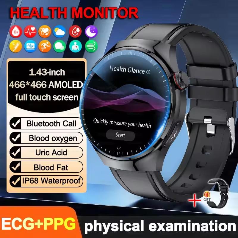 2026 Nuovo Preciso Lipidi Sanguigni Schermo AMOLED da 1,43" Smartwatch per la Salute ECG Acido Urico Pressione Sanguigna Chiamata Bluetooth Smartwatch Compatibile Android/iOS