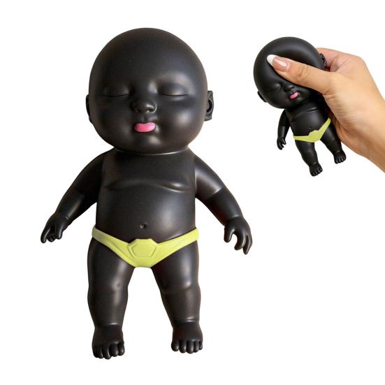 Black Babies Stress Relief Toy Slow Rising Anxiety Relieving Mini Baby Squeeze Toy Soft Stretchy Relaxation Stress Ball Fidget Toy