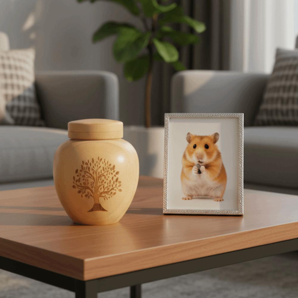 Bamboo Mini Pet Urn Tree Patterns Pet Commemorative Box Dog Keepsake Urns Memorial Gift