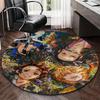1 Stück Dämonentöter Anime Design Runder Teppich - Bürostuhlmatte, Rutschfester Teppich für Heimdekoration, Wohnzimmer, Schlafzimmer