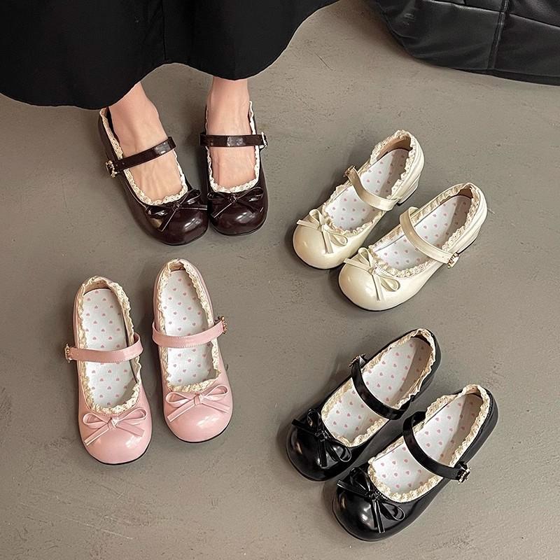 Round head heightening French versatile thick heel shallow mouth Mary Jane single shoes women's new spring and summer niche skirt small leather shoes