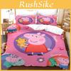 Set Biancheria da Letto Cartone Animato Peppa Pig Con Stampa Attiva Copripiumino in Microfibra e Federe per Decorazione Cameretta Bambini