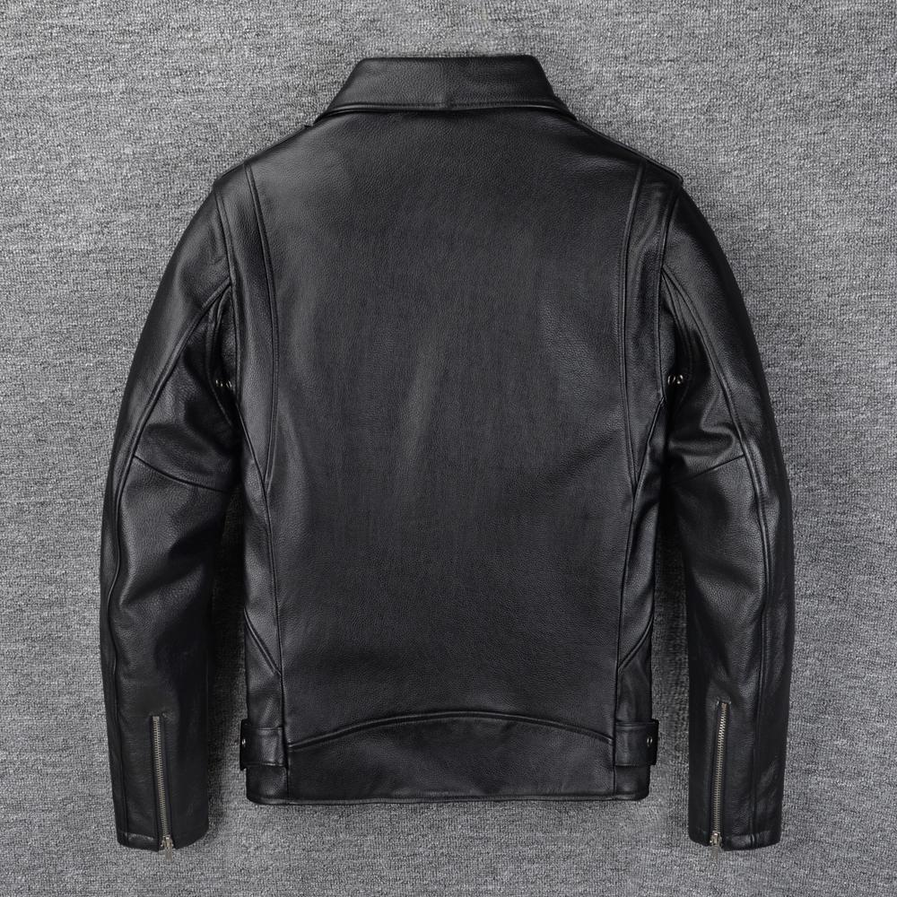 Motorcycle Jacket Men Genuine Cow Leather Jackets Slim Short Men's Cowhide Coat Autumn Biker Jacket Moto Riding Clothing Spring