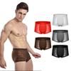 1Pc See-through Boxer Briefs Sexy Panties Lingerie Men Solid Color Nylon Sheer Mesh Pouch Underwear