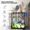 Garden Tool Storage Rack, 3-Tier Garden Tool Rack with 11 Hooks for Long-Handled, Broom, Shovel, Rake, Holds 20 Tools