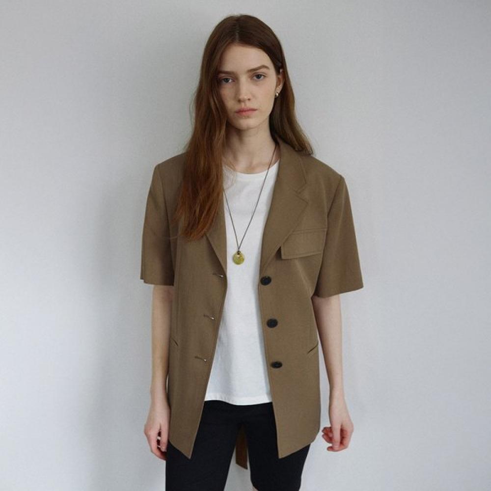 

On On Belt Three buttOn Short Sleeve Jacket New6mj401 92 CAMEL/S_01