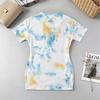 V-Neck Tie-Dye Sexy Sweet Bodycon Mini Skirt,Slim Fit Soft Fabric,Ideal for Beach Vacation Daily Casual Wear