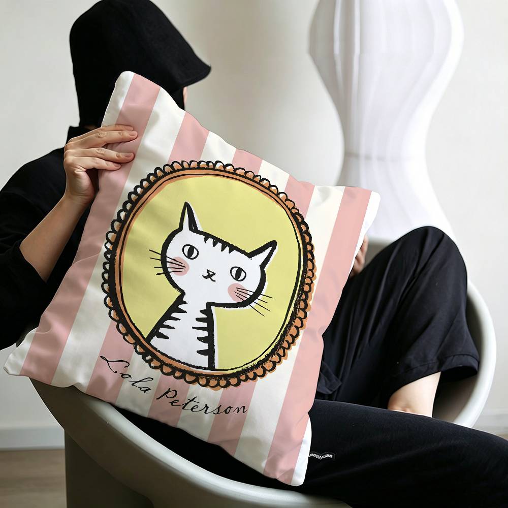Cute caroon cat portrait photo frame fashion art Cushion Cover Polyester Sofa Cushions Throw Pillows Home Decoration Pillowcover