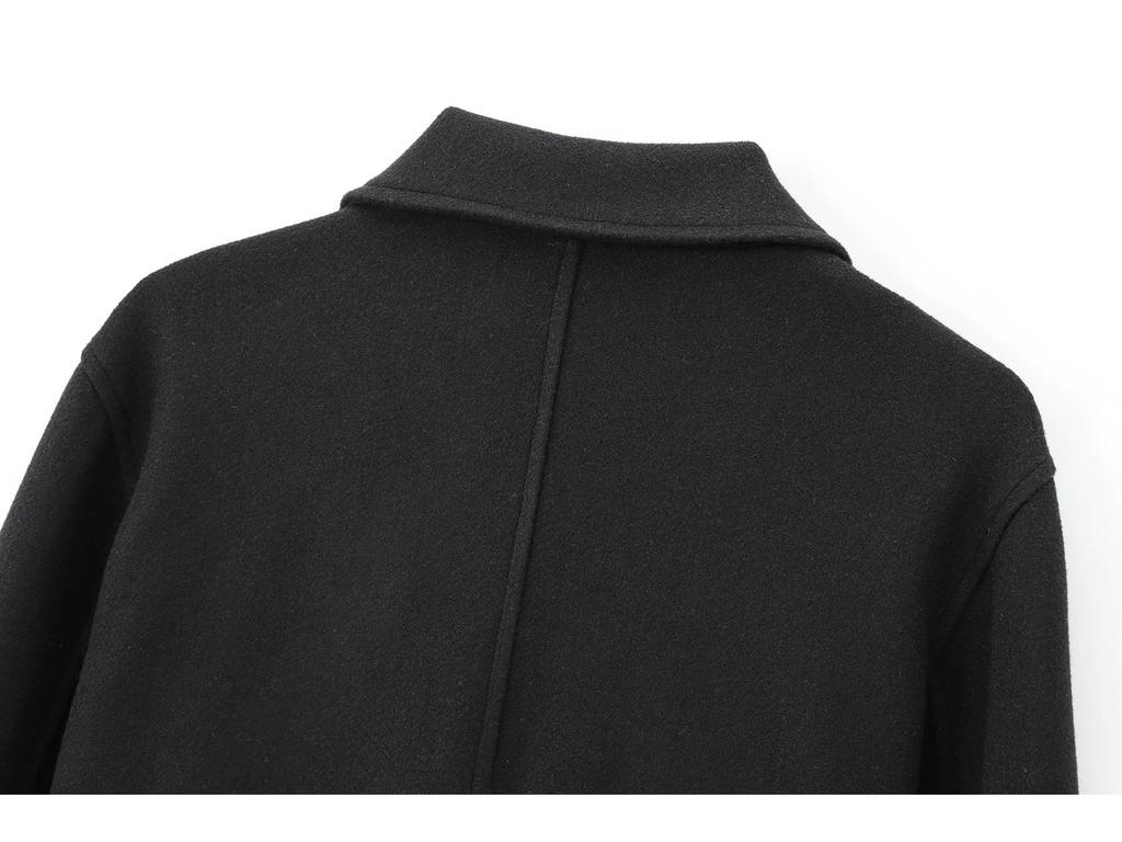 European & American Style 2024 Fall/Winter Women's Soft Lapel Long-Sleeve Coat with Pocket Detail