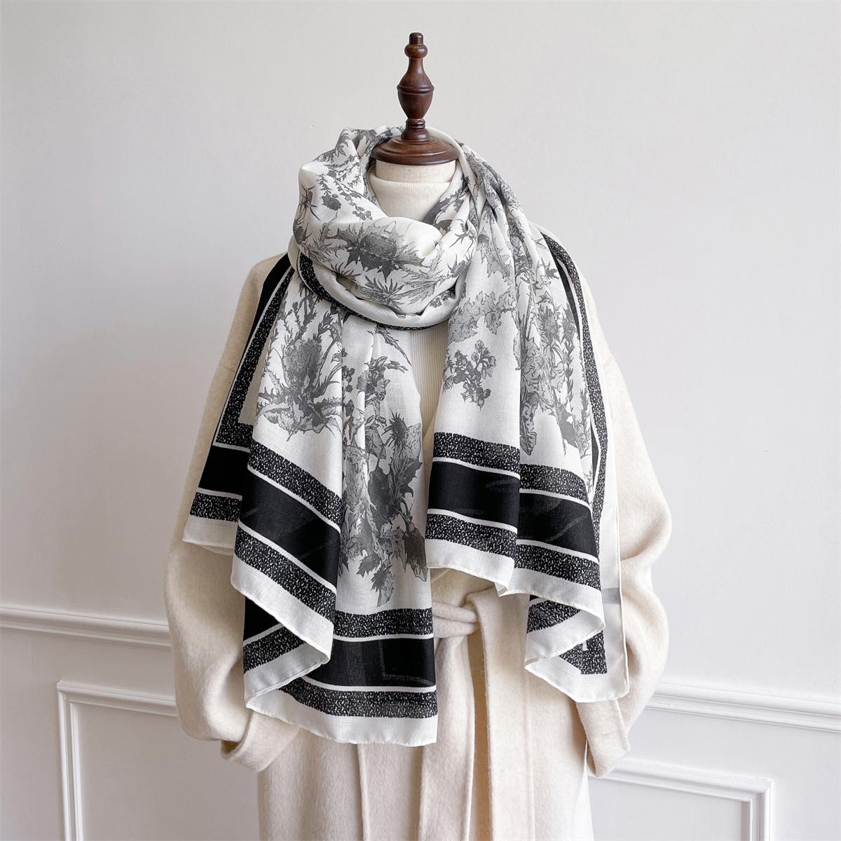 

88*180cm Print Women Viscose Scarf Cotton Linen Feeling Ventilate Luxury Soft Female Shawl Tassel Muslim Hijab Pashmina 88x180cm