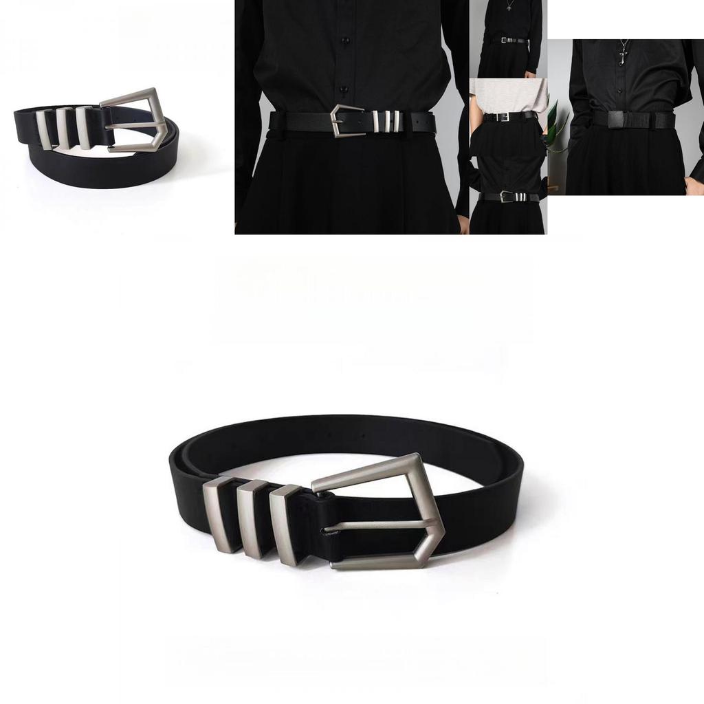 Vintage Black Belt With Stylish Metal Buckle For Trendy Minimalist Fashion