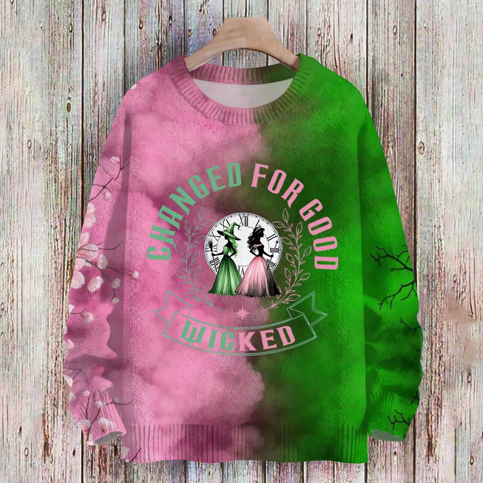 

Рождественские толстовки для женщин Вязаный свитер Милая рубашка Осенний свитер с круглым вырезом Топы M розовый