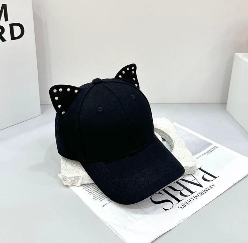 New Adjustable Hat Solid Color Cute Cat Ears Baseball Cap Trendy Cartoon Dad Hat Casual Couple Sun Hats For Women