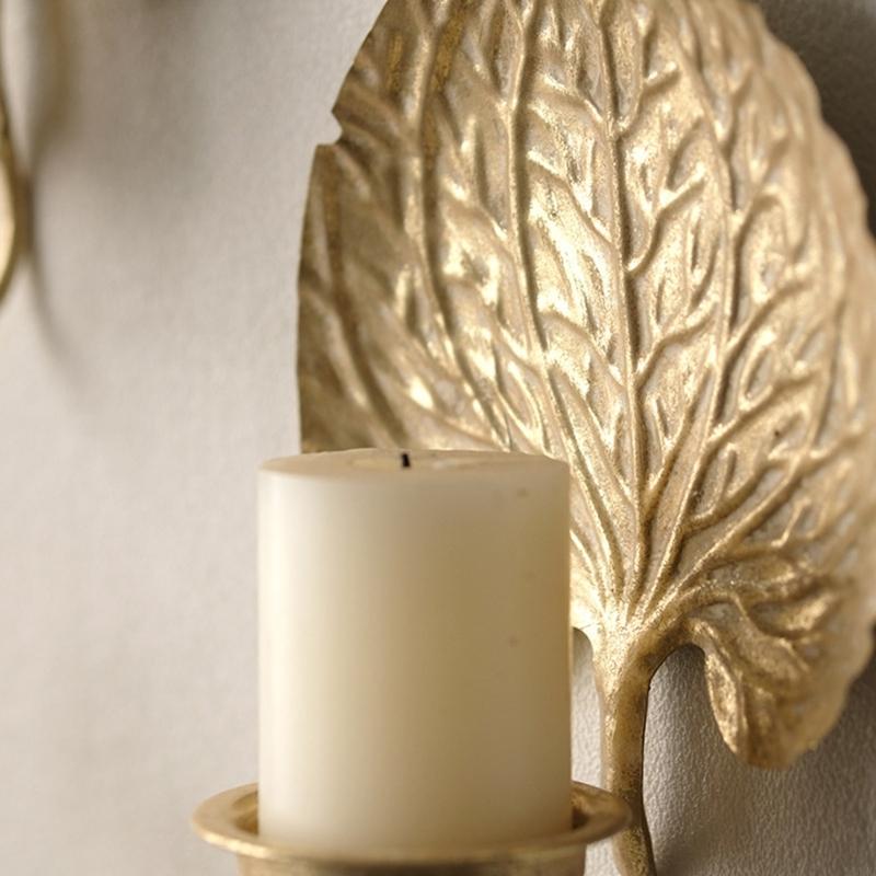 

2 Piece Antique Metal Wall Sconces Gold Palms Iron Pillar Holders For Artistics Home Accent Decors J0MC China Mainland