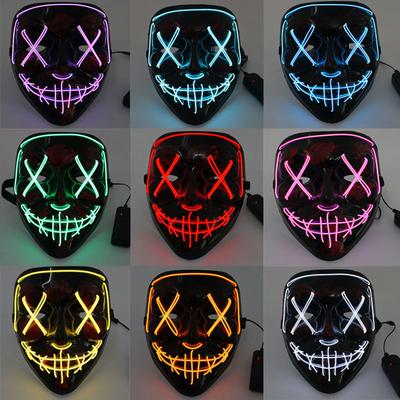 Halloween Neon Led Purge Mask Masque Masquerade Party Mask Light Grow in the Dark Horror Mask Glowing Masker