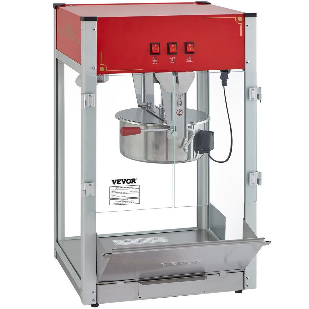 Popcorn Popper Machine Countertop Popcorn Maker 1440W 12 Oz 80 Cups Red