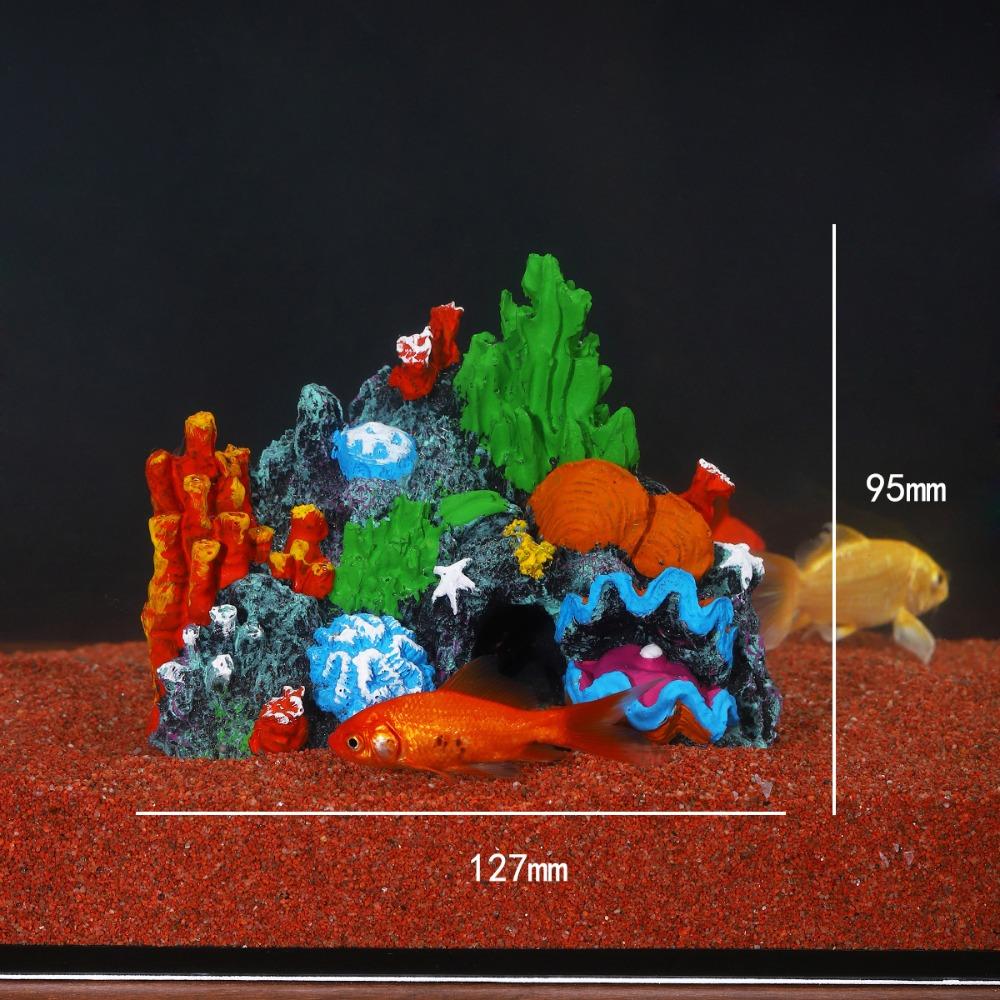 Colorful Aquarium Coral Reef Ornaments Creative Simulated Resin Rockery  Aquatic Habitat