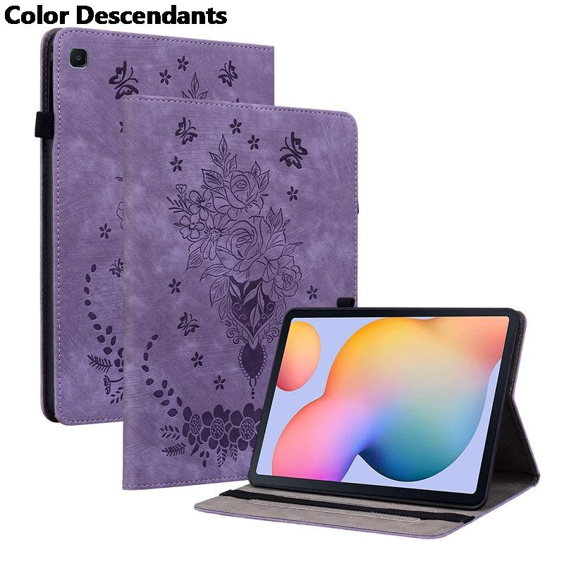 

For Samsung Galaxy Tab S6 Lite 2022 Case 10.4 2020 P613 P619 SM-P610 SM-P615 Cover Funda Rose flower Embossed Stand Coque S6 Lite P610 P615 фиолетовый