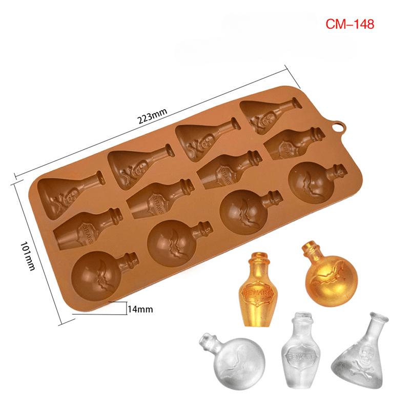 

Форма для шоколада в виде тыквы на Хэллоуин, бутылки вина, винного стержня, фруктовых конфет, десерта, силиконовая форма для зубов вампира CM-148