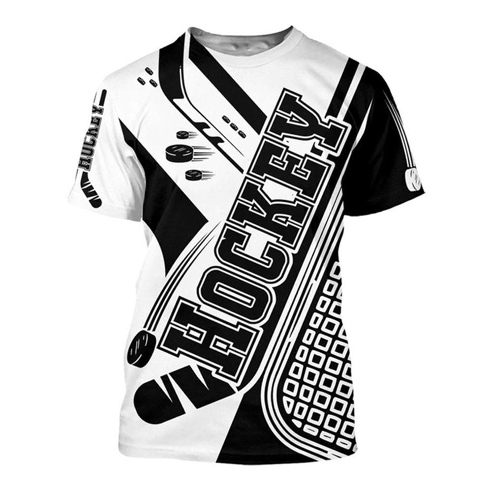 Fierce Hockey Sports 3D tisk Léto Pánské tričko s výstřihem Ležérní Krátký rukáv Trička nadměrné velikosti Módní topy Trend Muži Oblečení