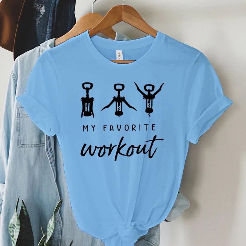 Funny Women Broadcast Gymnastics Tshirt My Favourite Workout Funny Graphic Tee Short Sleeves Casual Harajuku Fashion Tee Shirts