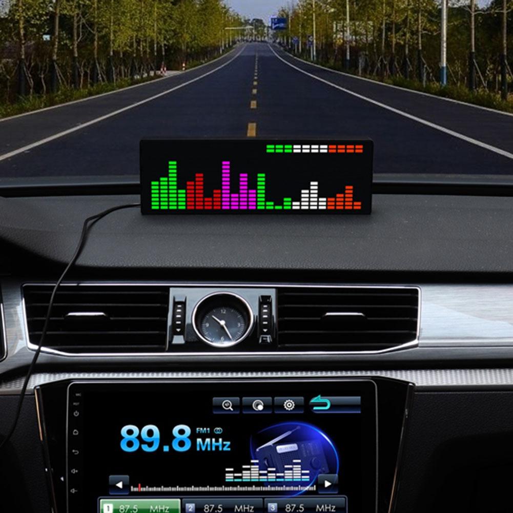 AA58 LED Music Spectrum Rhythm Lights Voice Sensor 1624 RGB Atmosphere Level Indicator with Clock Display(Wire Control)