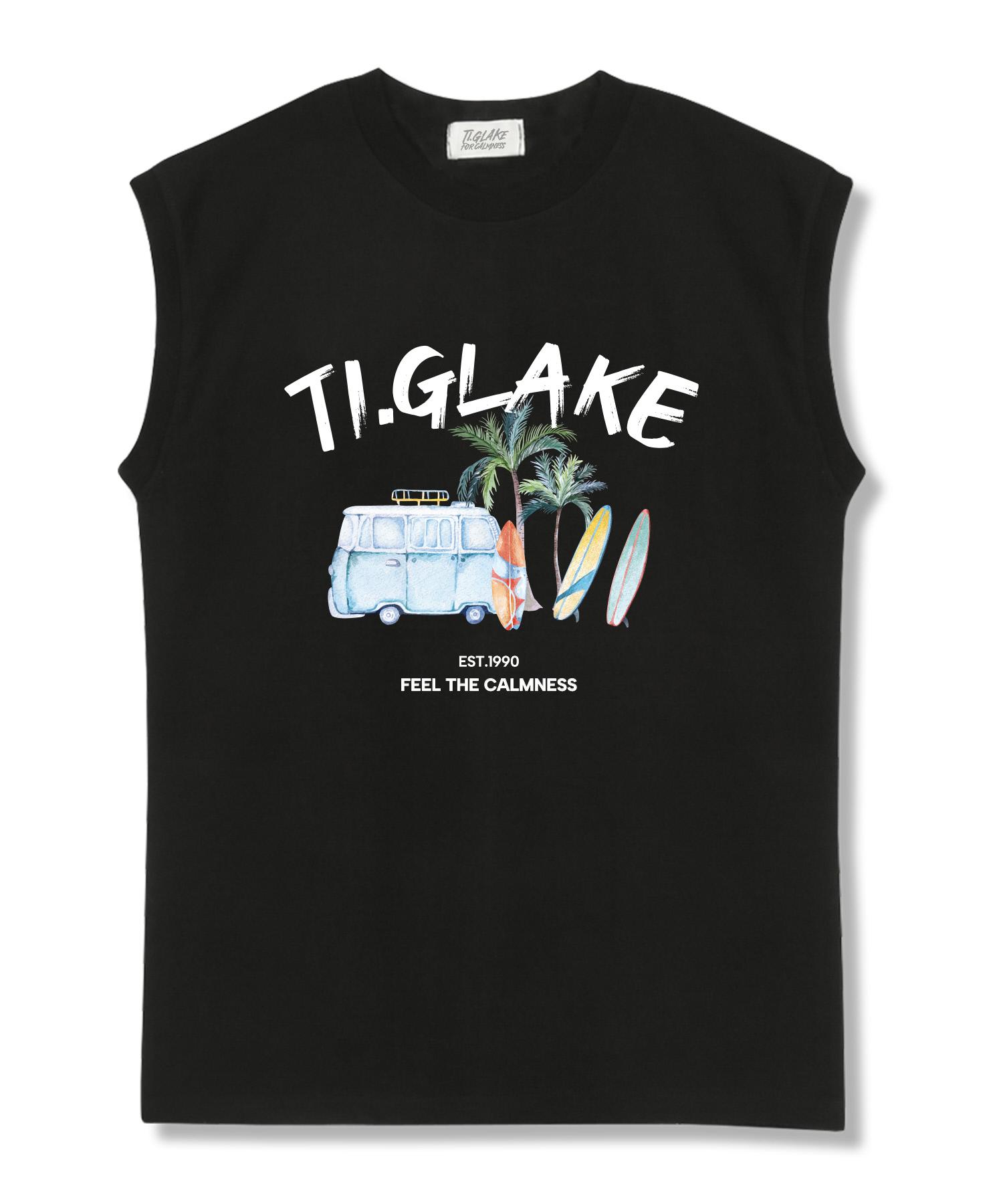 Tee Glake Vacation Car Oversized Sleeveless T-Shirt Black L
