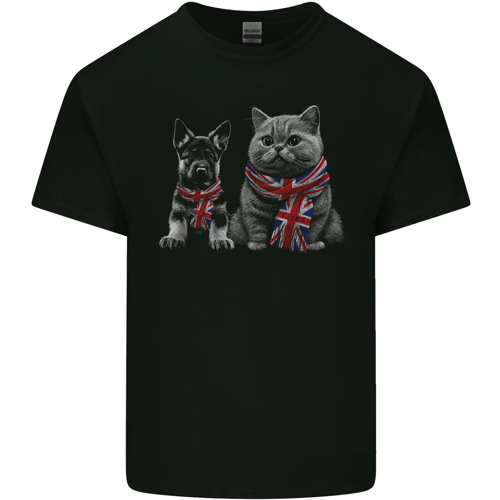 Cat & Dog Union Jack Scarf German Shepherd Kids T-Shirt Childrens 2XL