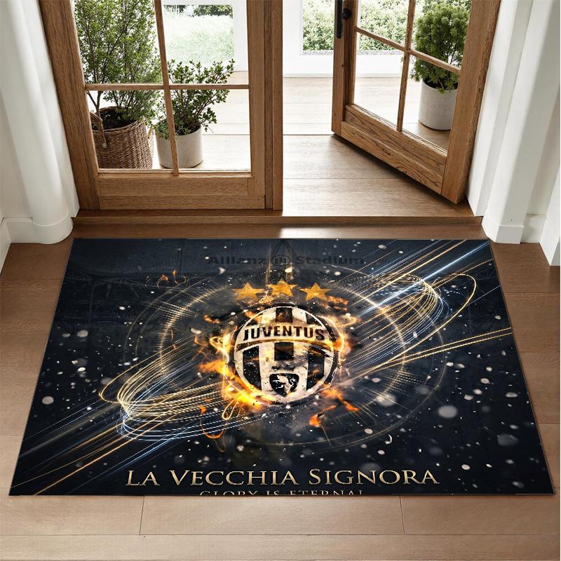 Juventus FC Design Crystal Velvet Rug Soft Decorative Mat for Bedroom Entrance