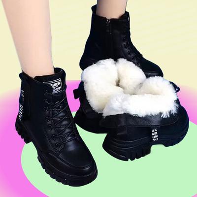 Martin Boots Autumn and Winter Thick Plush Snow Boots Women's Shoes Non-slip Waterproof Warm Leather Boots