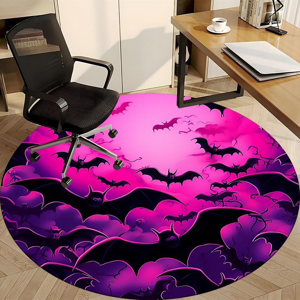 1pc Bat Swarm Office Round Area Rug, Indoor Mat Suitable ForOffice, Under Office Chairs Bedroom Living Room Home Decor T150