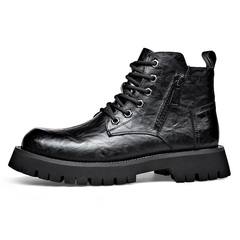 Autumn and Winter Boots Men's British Style Versatile High Top Leather Shoes Workwear Snow Leather Boots Men's Short Boots