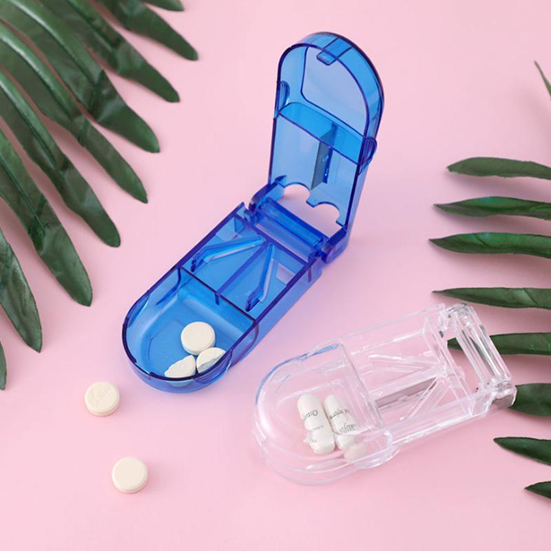 Pill Cutter Box Portable Drug Box Tablet Cutter Splitter Medicine Pill Holder Pill Cutter Box