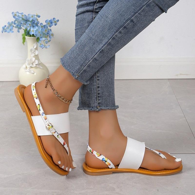 Large size flat-soled sandals women's new round head solid color toe women's sandals Sandals