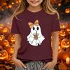 Kids Halloween Printed Short Sleeve T-Shirt Loose Fit Round Neck Casual Tee