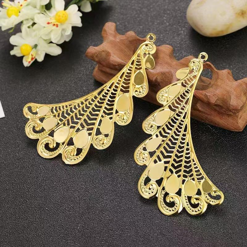 10 pieces of gold wings, metal pieces, phoenix feather wings, flower pieces, antique style DIY accessories, phoenix crown headwe
