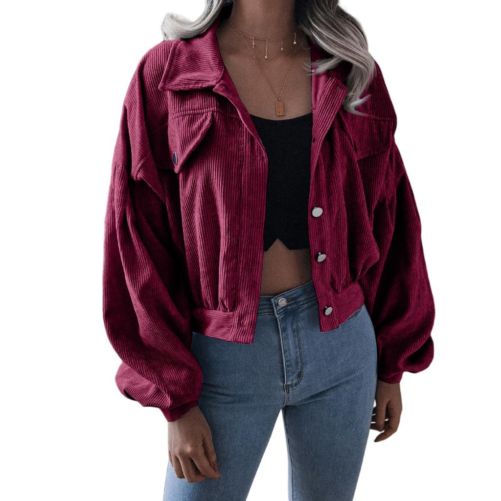 Women's Fashion Casual Solid Color Lapel Jacket Short Top